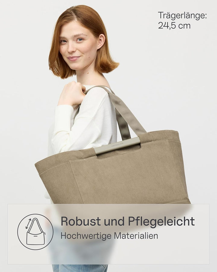 Kapten & Son Vaasa Einkaufskorb faltbar Cord Dusty Khaki 25 L | Korb Kord Grün | Inklusive Einkaufsw