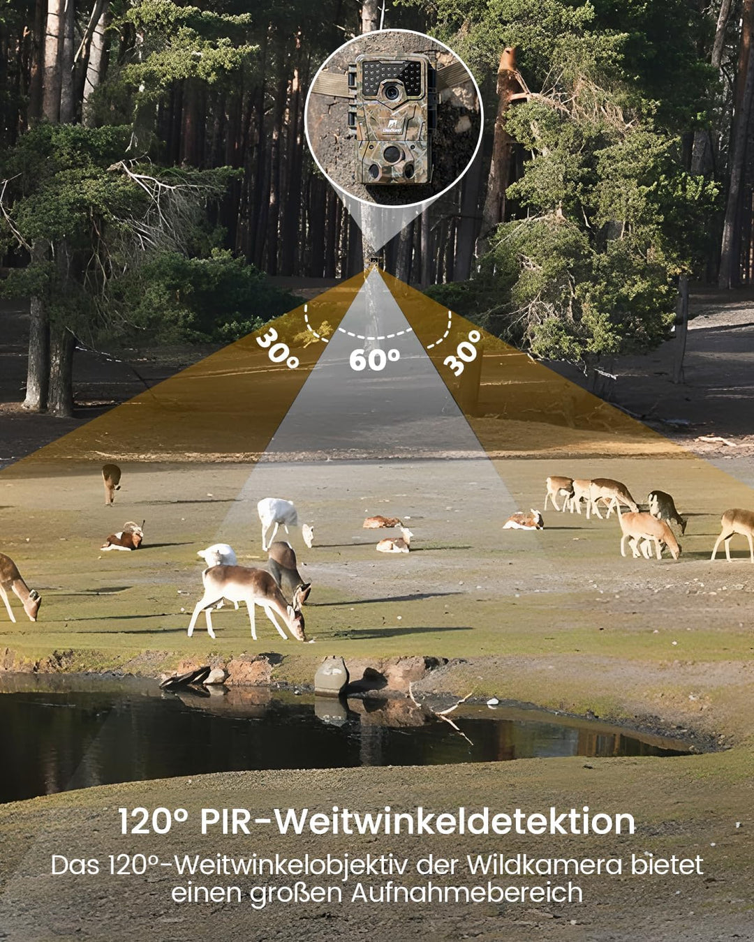 usogood Jagdkamera, Nachtsicht 36 Megapixel 4k HD Jagdkamera, IR Nachtsicht Tierfalle Kamera mit 8 w