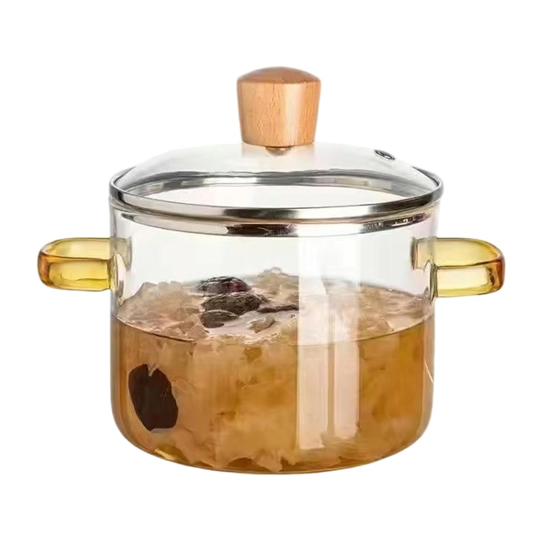 Glastopf – 1600 ml Suppentopf mit Deckel, klare Glas-Kochtöpfe, energiesparend, schnell erhitzt, Koc