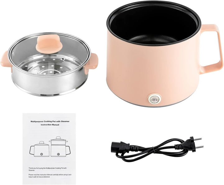 Elektrische Hot Pot mit Dampfgarer, 1,7L Tragbare Antihaft Multikocher, Elektrischer Kochtopf für St