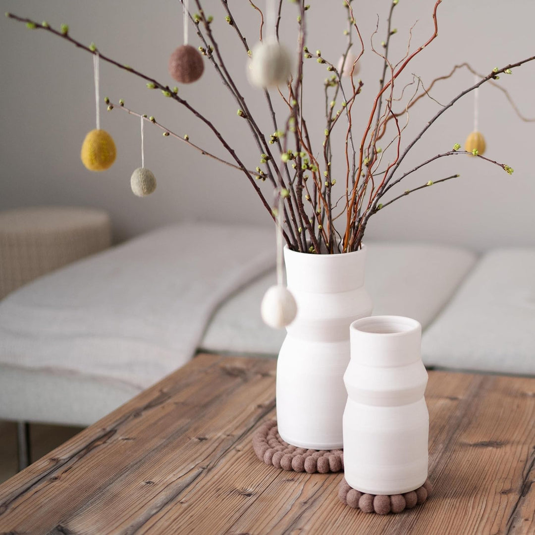 Én Gry & Sif Filzkugel Untersetzer 4 Stück, Topfuntersetzer rund, Schurwolle, Filzuntersetzer, hitze