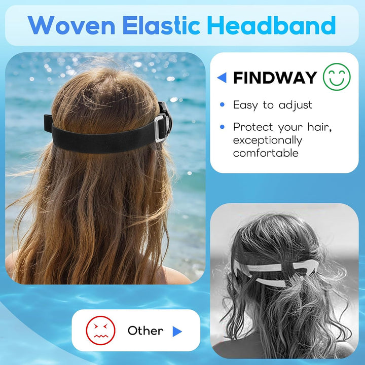 Findway Taucherbrille Erwachsene Teenager mit Verstellbares Elastisches Kopfband Stoffband, Tauchmas