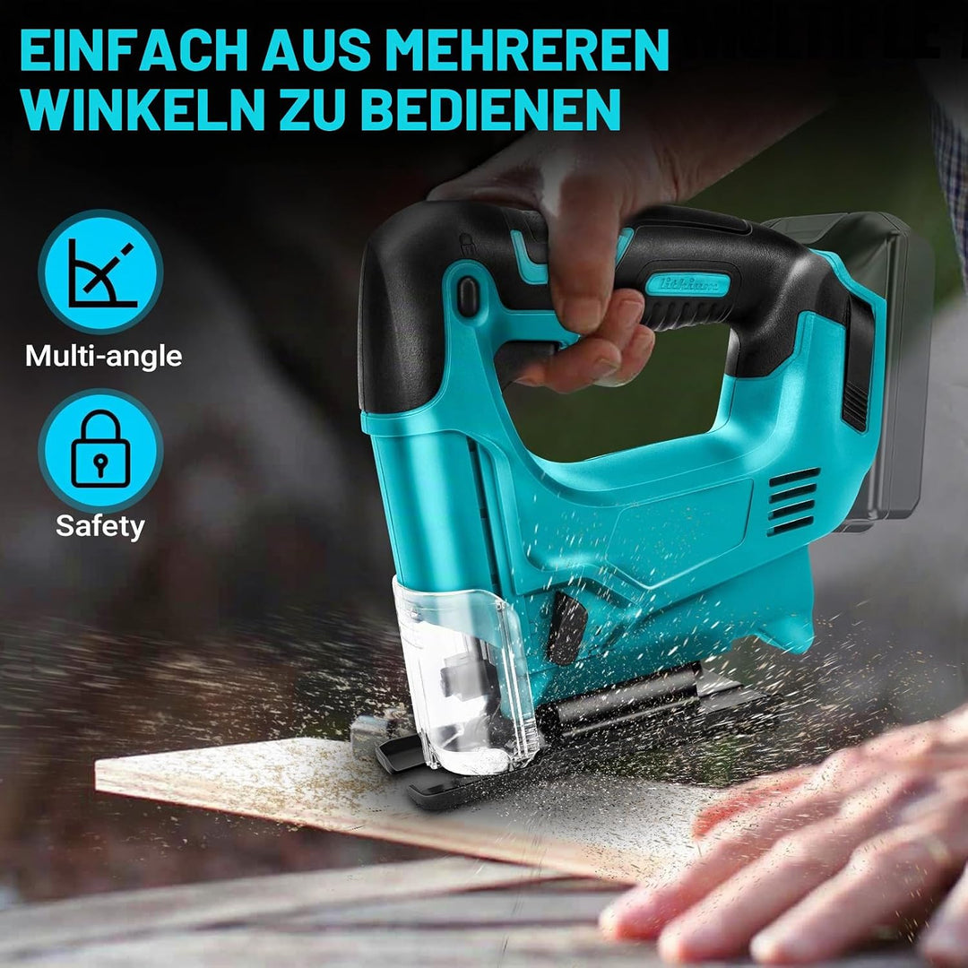 Akku Stichsäge für Makita 18V Lithium-Akku, Elektro-Stichsäge mit 10 Stichsägeblatt,Variable Geschwi