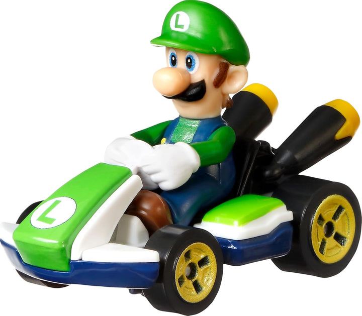 DieCast Modell Luigi Version Standard Kart von SUPER Mario Kart – Massstab 1:64, Länge 5cm (HW GLP37