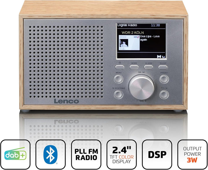 Lenco DAR-017 DAB+ Radio – kompaktes DAB+ Radio mit Bluetooth 5.0 - Senderspeicher - FM Empfänger -