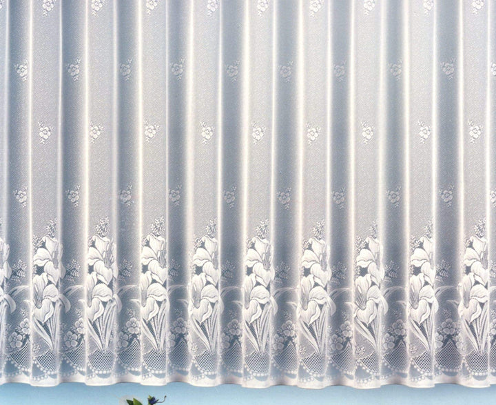 Gardine Vorhang Jacquard Store mit Bleiband für schönen Fall weiss schönes Blumenmuster allover mit