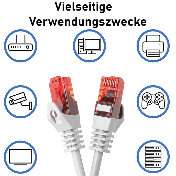 BIGtec - 5 Stück - 50m Gigabit Netzwerkkabel Patchkabel Ethernet LAN DSL Patch Kabel weiss (2x RJ-45