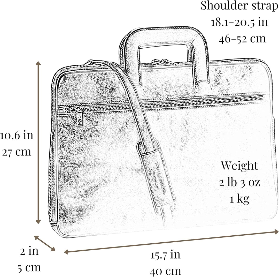 Time Resistance Leder Aktentasche Herren mit Schultergurt - Handgefertigt in Italien - Arbeitstasche