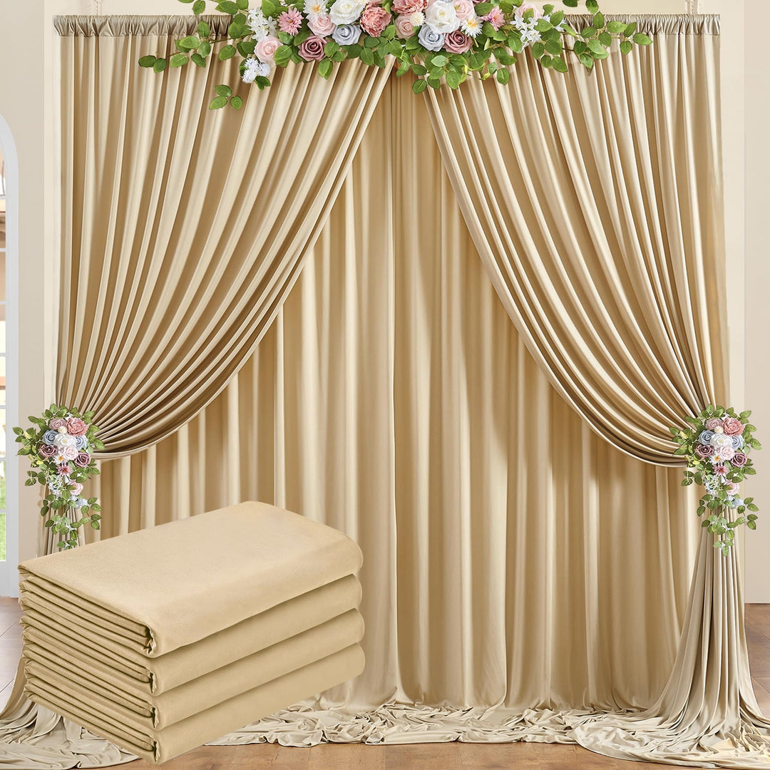 4 Stücke 1,5×3cm Beige Hintergrund Vorhänge für Hochzeit Party 100% Polyester Falten freie Beige Hin