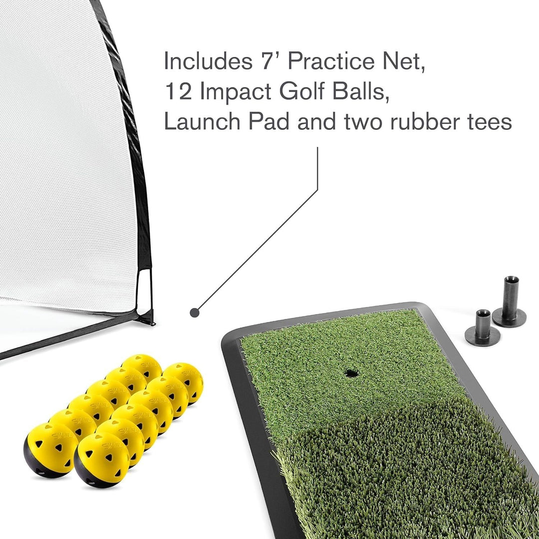 SKLZ Unisex-Adult Home Golf Driving Range Kit mit Netz, Golfbällen, Startrampe und Abschlägen, Schwa