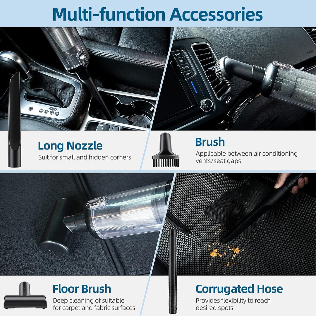 Handstaubsauger, 22000Pa Auto-Staubsauger, Mini Staubsauger mit Waschbar HEPA-Filter, USB-Akku Sauge