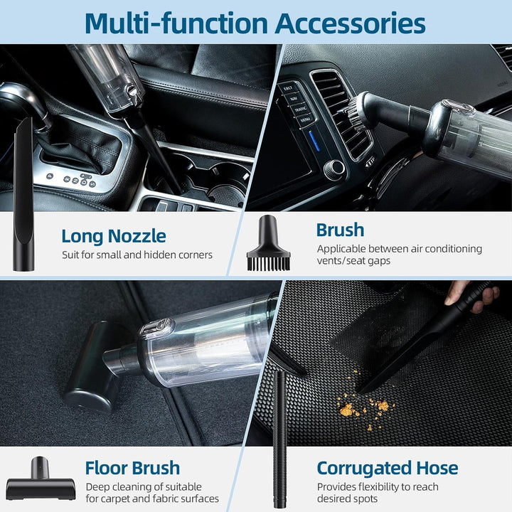 Handstaubsauger, 22000Pa Auto-Staubsauger, Mini Staubsauger mit Waschbar HEPA-Filter, USB-Akku Sauge