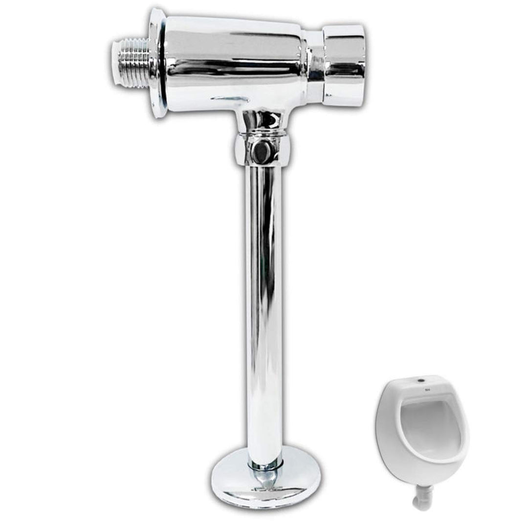 VBChome Set Urinal + Spülventil Zulauf Oben Weiss Modern Hochwertig Keramik Pinkelbecken senkrecht P