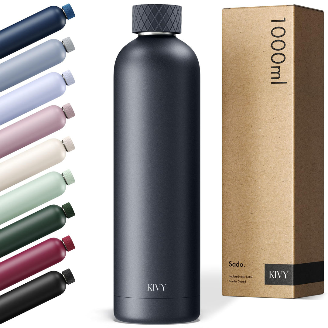 KIVY Isolierte Trinkflasche 1l Edelstahl - Auslaufsichere Thermosflasche 1l - Kohlensäure geeignet -