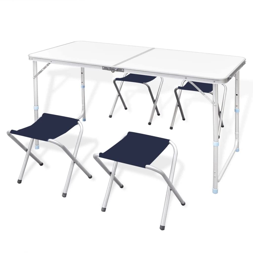 vidaXL Klapptisch 4 Hocker Outdoor Garten Party Camping Picknick Tisch Set 47.2"x23.6" with 4 Stools