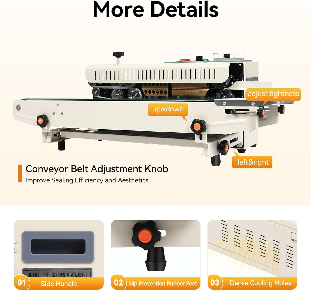 Plastic Bag Band Sealing Machine Sealer, 500W 0-12 m/min FR900 Horizontal Automatic Plastic Bag Seal