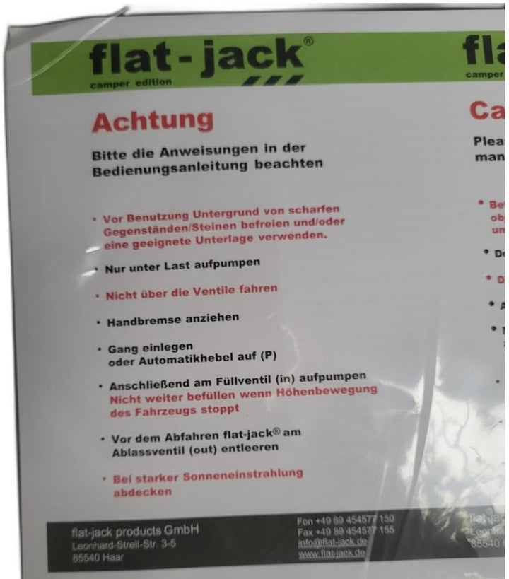 FlatJack Camper Plus Reifen-Luftkissen Ausgleich Keil Höhenausgleich Kissen Camping Wohnwagen Matte