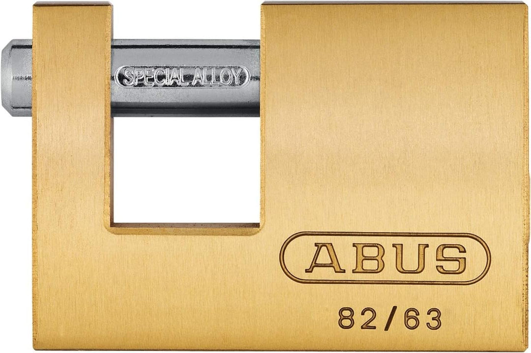 ABUS Messing-Vorhängeschloss 82/63 - Monoblock-Hangschloss für Rollgitter, Automaten, Container u. v