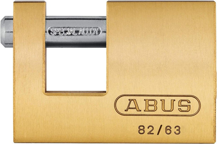 ABUS Messing-Vorhängeschloss 82/63 - Monoblock-Hangschloss für Rollgitter, Automaten, Container u. v