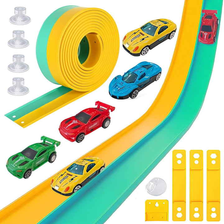 Flexible Rennbahn Kinder, Flexible Autorennbahnen, Tragbare Rennstrecke, Flexible Rennbahn Dual Renn