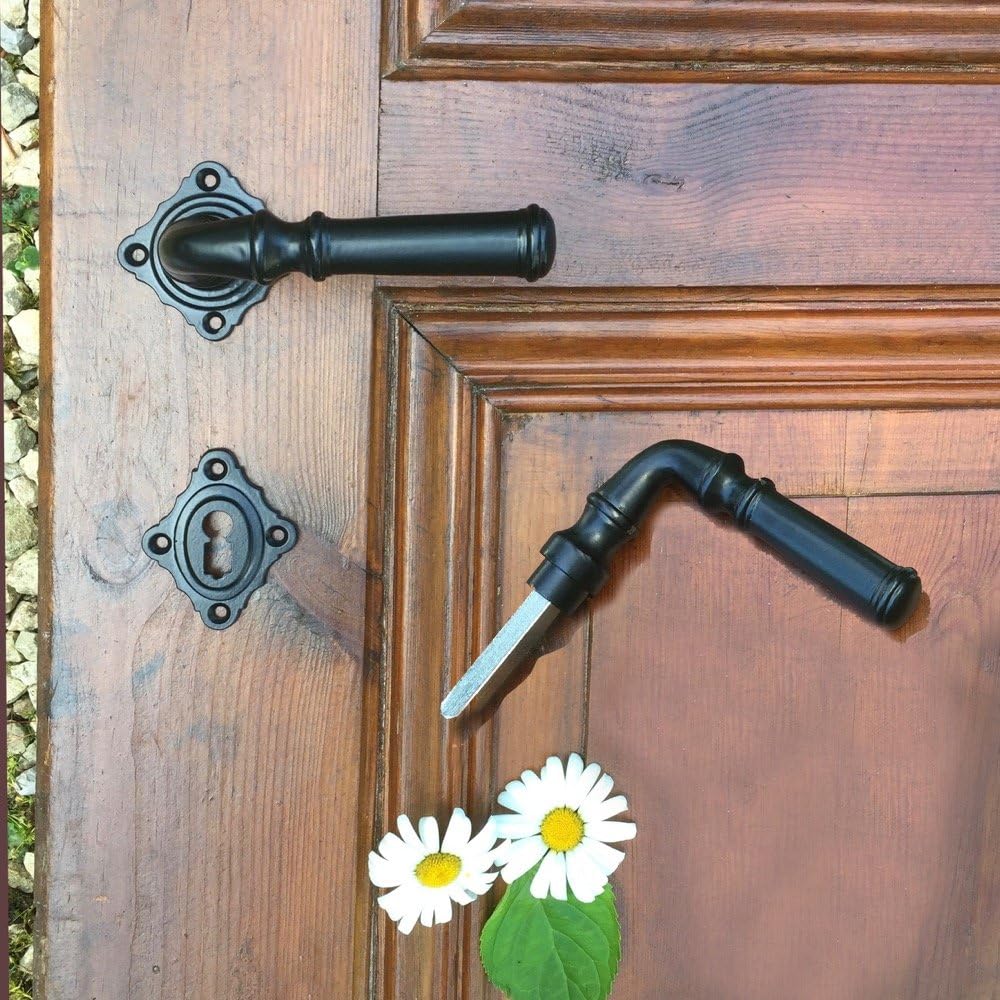 Antikas - Ansprechende Klinkengarnitur für Zimmertür - mit Rosetten wie antik in schwarz