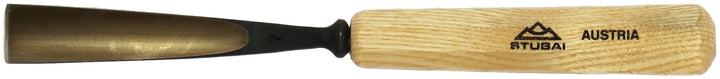 STUBAI Stemmeisen Stechbeitel Serie 52 - Form 7 | Gerades Hohleisen - 18 mm, mit Holzgriff, für Figu