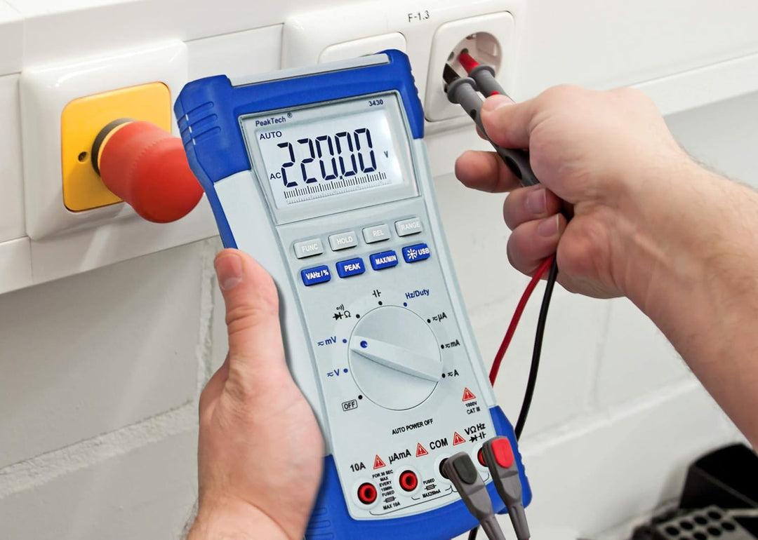 PeakTech P 3430 Digitalmultimeter, Effektivwertmessung für ACV und ACA, CAT III mit 1.000 V/CAT IV m