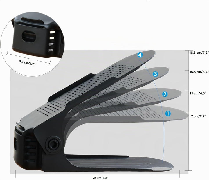 10 Stück Schuhschlitz-Organizer verstellbarer Schuhstapler, platzsparend, Doppelstock-Schuhregal, Sc