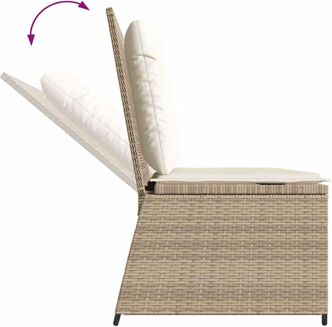 Homgoday Gartenliegebank Beige Poly-Rattan 108 cm Sitzbreite, 2-Personen, für Entspannung und Freilu