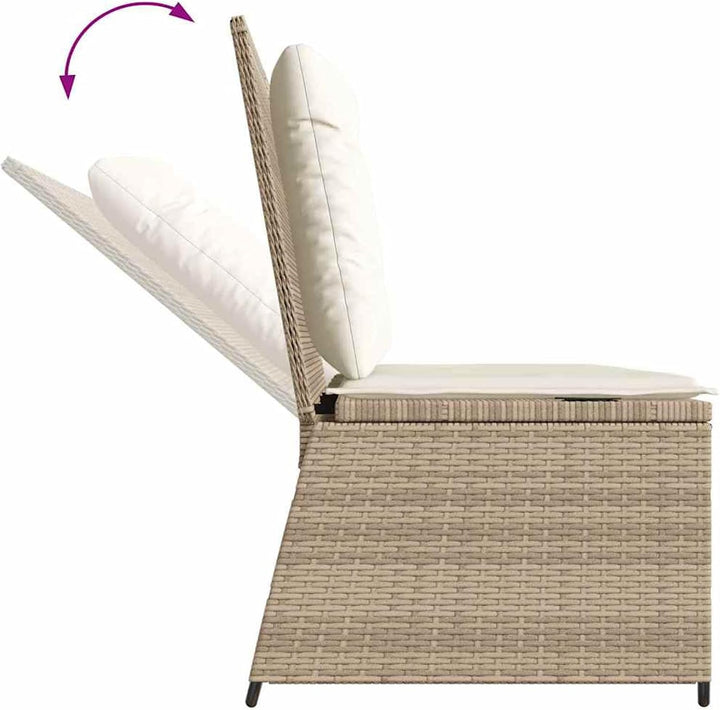 Homgoday Gartenliegebank Beige Poly-Rattan 108 cm Sitzbreite, 2-Personen, für Entspannung und Freilu