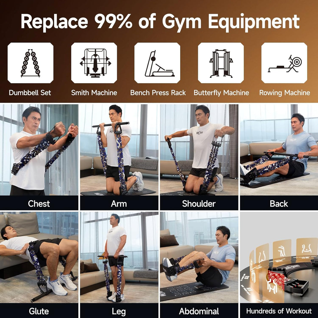 INNSTAR Tragbares Bankdrücken Widerstandsbänder mit Stange, Verstellbare Bench Press Resistance Band
