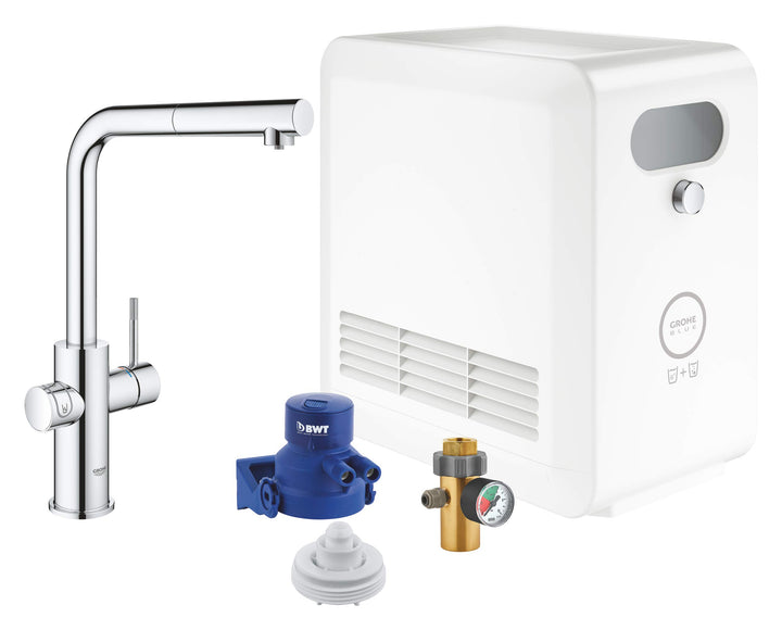 GROHE Blue Professional, Küchenarmatur mit Sprudel-, Kühl- &amp; Filterfunktion (Wasserhahn für gefilter