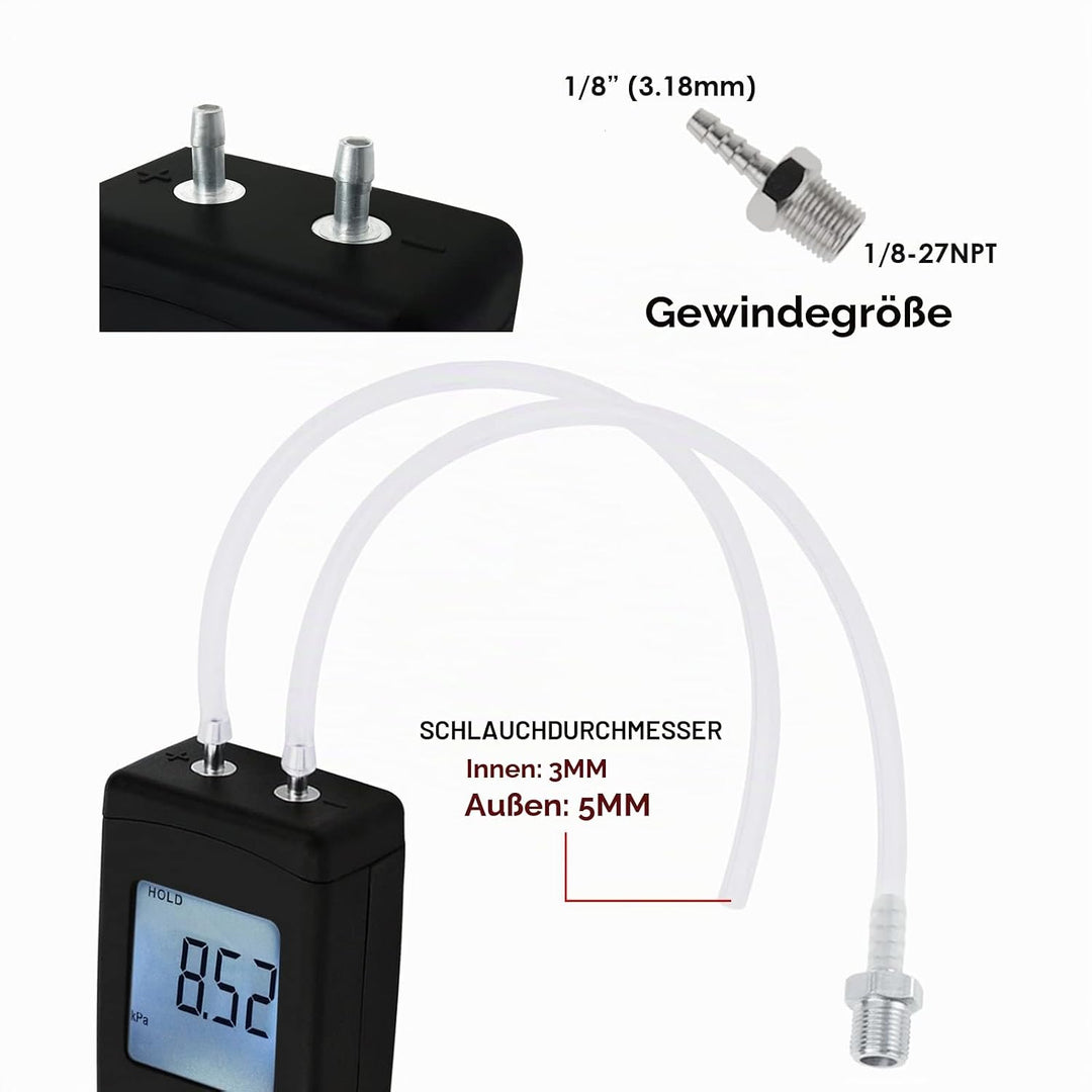 Professionelles Digitalmanometer, Tragbares Handluftvakuum- / Gasdruckmessgerät 11 Einheiten mit Hin