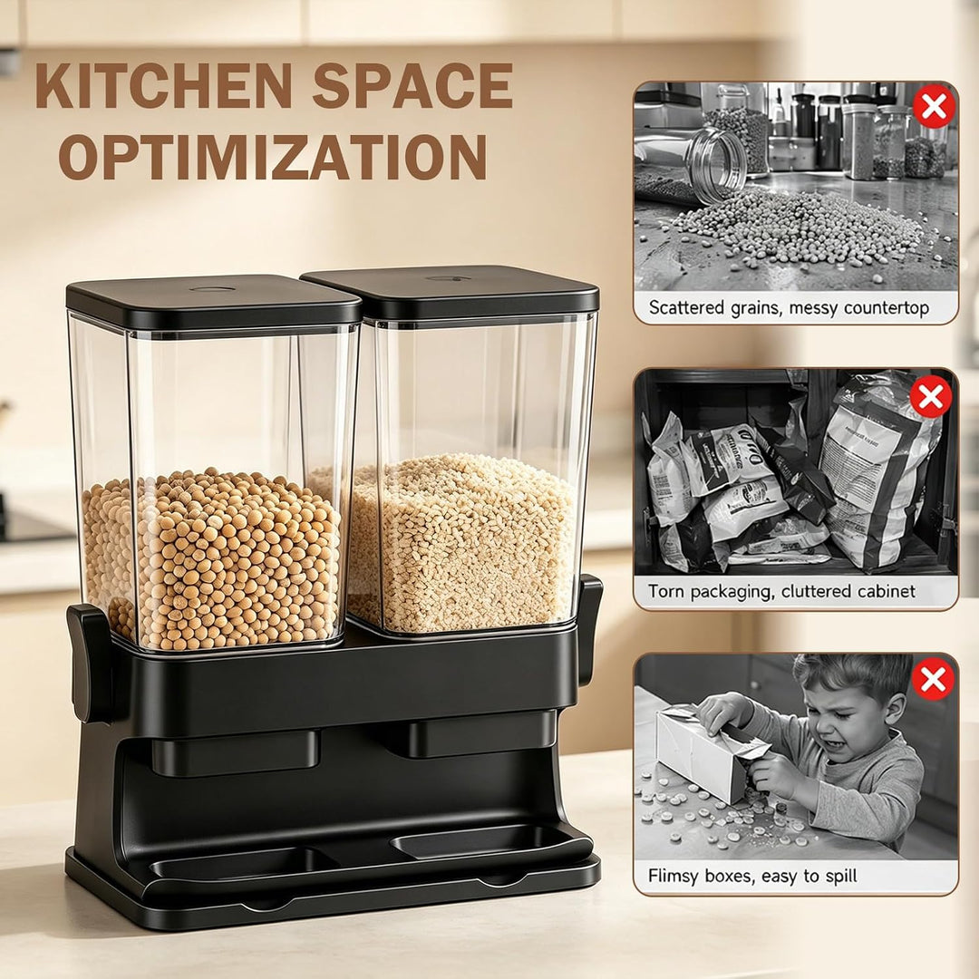 Müslispender, 3L Cereal Dispenser & Cornflakes Spender, Zweifach-Fach-Design, Zerkleinert Keine Cere