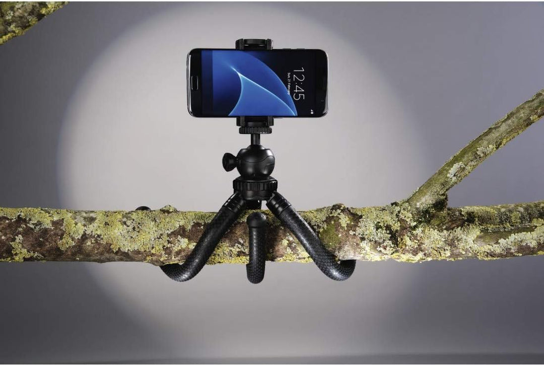 Hama Stativ Flexpro (für Smartphone, GoPro und Kameras, mit Gelenkfüssen, Höhe 27 cm) schwarz, Schwa