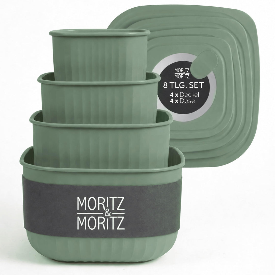 Moritz &amp; Moritz Vorratsdosen 4er Set luftdicht mit Deckel quadratisch grün