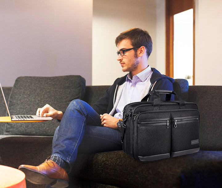 KROSER Laptoptasche Stilvolle Schultertasche Passt bis zu 17,3 Zoll Aktentasche Erweiterbare Wasserd
