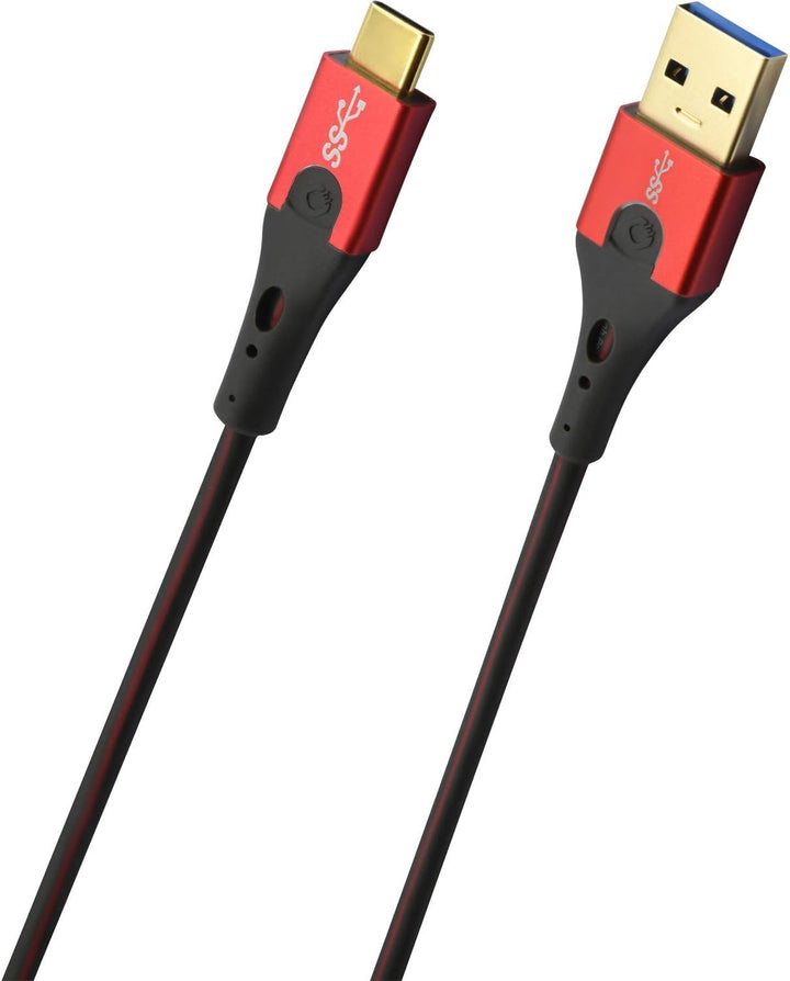 Oehlbach USB-Evolution C3 - hochwertiges 3.0 USB-A auf 3.1 USB-C Lade-und Datenkabel - schwarz/rot -