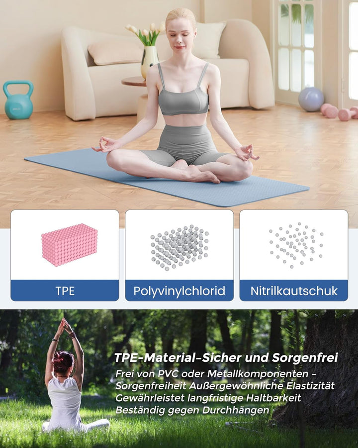 Oak &amp; Tea Yogamatte Rutschfest Fitnessmatte Umweltfreundliche TPE Sportmatte mit Tragegurt Gymnastik