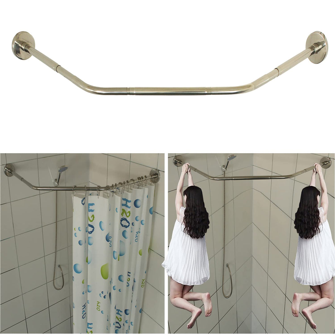 Sikaiqi Dehnbare 304 Edelstahl Diamant Form Badezimmer Badewanne Ecke Duschvorhangstange (Diamantfor