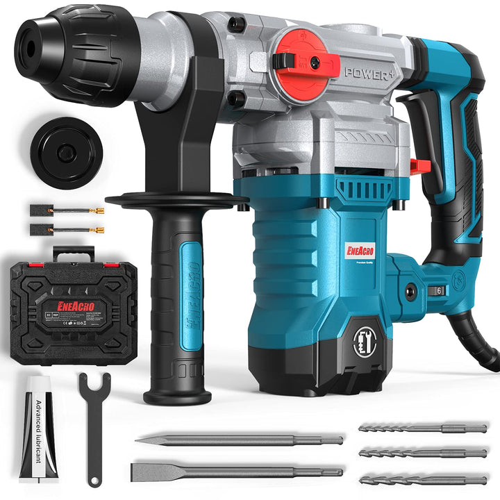 ENEACRO SDS-Plus Bohrhammer, 1500W 6Joule Abbruchhammer 6 Variable Geschwindigkeit 0-920U/Min mit 4