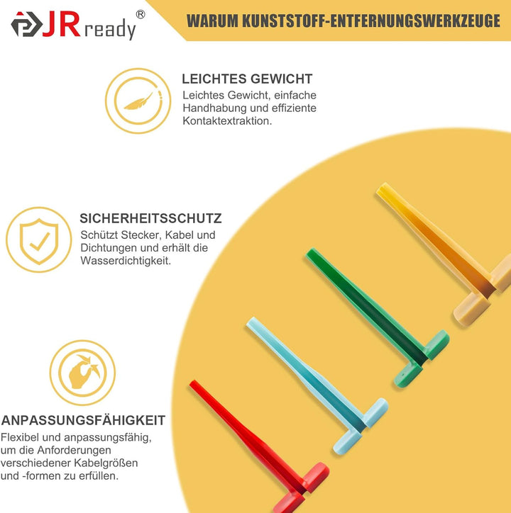 JRready ST5267 4Pcs Deutsch Auspinnwerkzeug Kfz Set Für 12# 16# 20# Solid/Stamped Kontakte 10-22 AWG