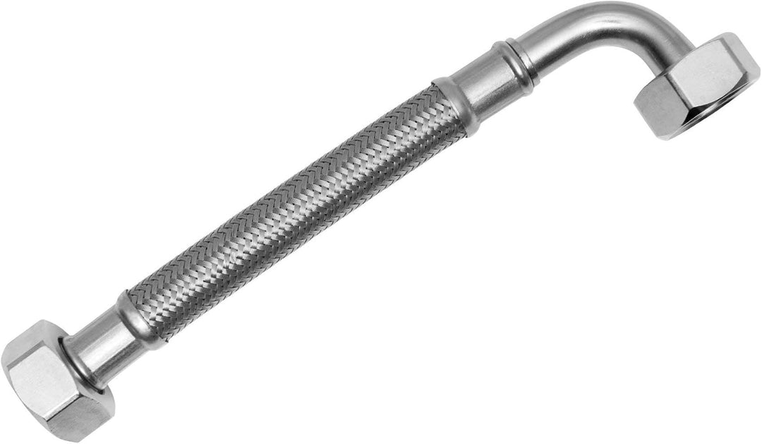SFX® Flexschlauch 70cm Panzerschlauch 1/2 Zoll ÜM x 1/2 Zoll ÜM mit 90°Bogen Edelstahlgeflecht Wasse