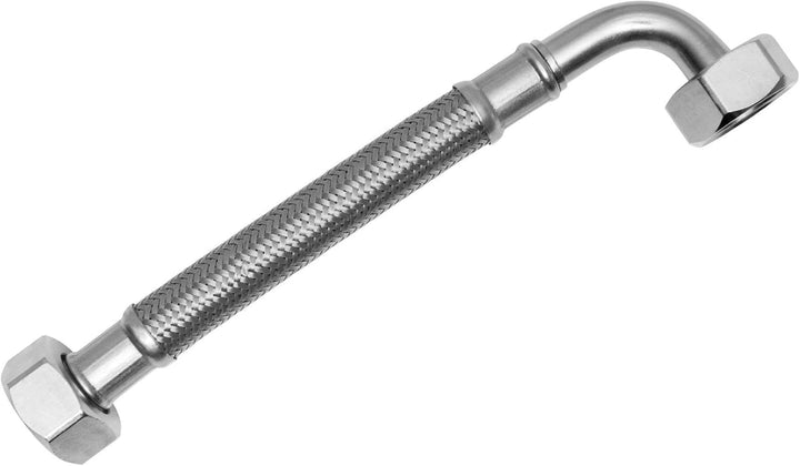 SFX® Panzerschlauch 30cm DN25 Flexschlauch 1 Zoll ÜM x 1 Zoll ÜM mit 90 Grad Bogen Edelstahl Umflech