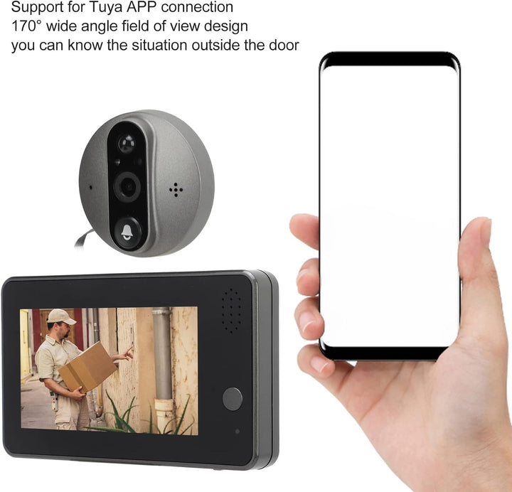 Fockety Gucklochkamera für Wohnungstür, 4,3-Zoll-IPS-Bildschirm 1080P 170 ° Weitwinkel-WLAN-Türspion