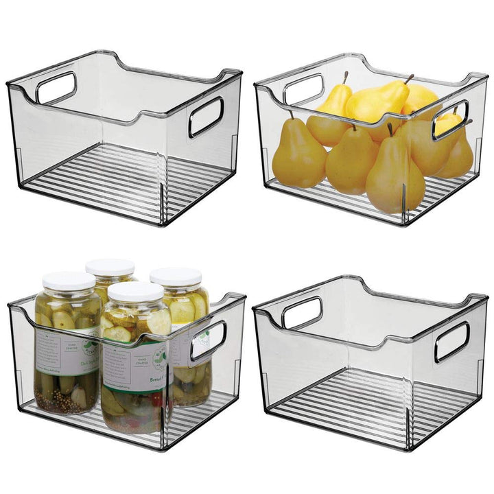 mDesign 4er-Set Aufbewahrungsbox mit Griffen – hohe Kühlschrankbox zur Lebensmittelaufbewahrung – Ab