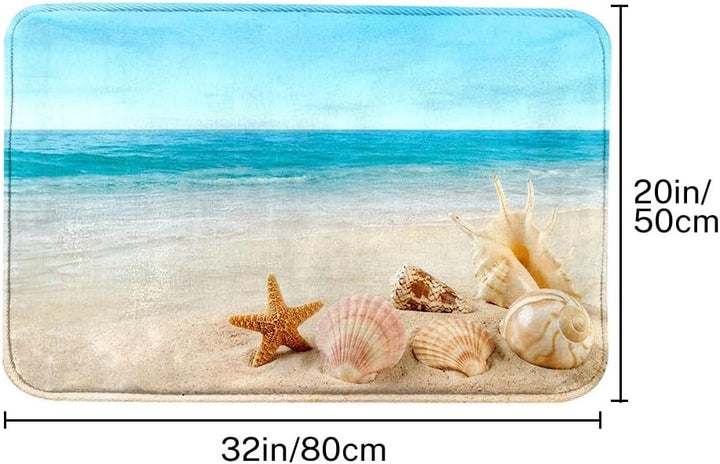 Britimes Badematten für Badezimmer, Badteppiche, rutschfest, Strand, Seestern, Muschel, waschbarer B