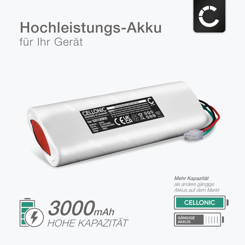 CELLONIC® 18V 3Ah Ersatz Akku kompatible mit Husqvarna Automower 210C, 220AC, 230 ACX, 260 ACX, G2,