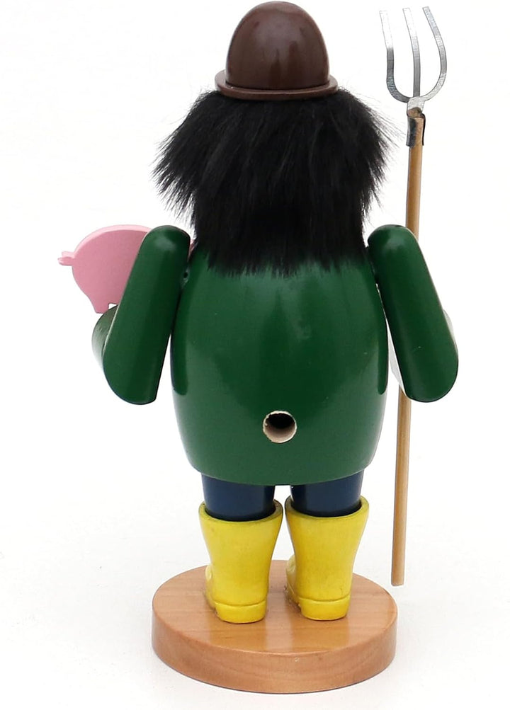 Dekohelden24 Holz Rauchfigur, Räucherfigur, Räuchermännchen, Räuchermann als Bauer/Landwirt mit gelb