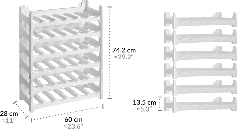 Grizzly Flaschenregal modular stapelbar - Weinregal für 36 Flaschen Regal-System weiss Weiss 6 Modul